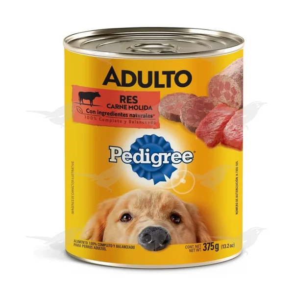 Alimento para perro Pedigree adulto Res Molida lata 375 g