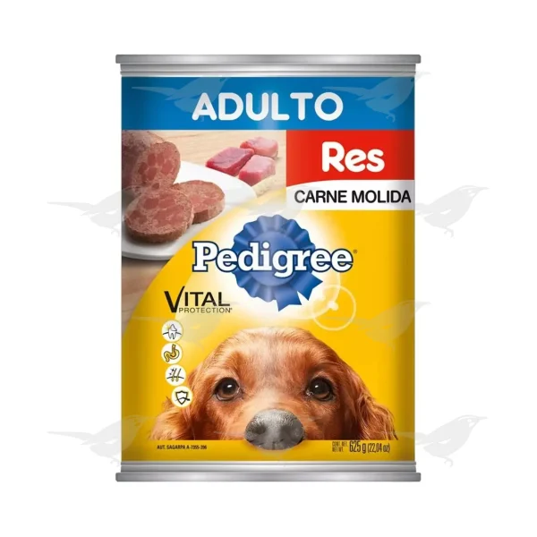 Alimento para perro Pedigree adulto Res Molida lata 625 g
