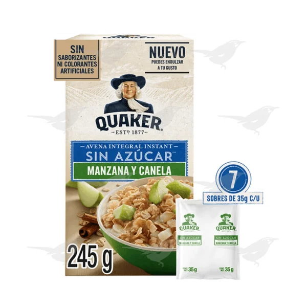 Avena Instantánea Quaker Manzana y Canela 0% Azúcar 245 g 1 Pieza