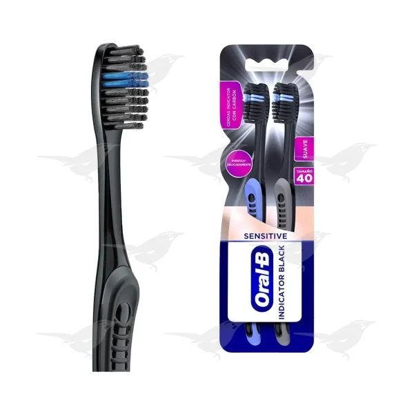 Cepillo Dental Oral-B Indicator Black Charcoal Suave 2 piezas