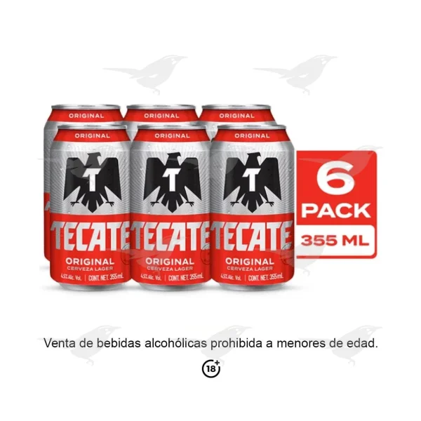 Cerveza Clara Tecate 6 Pack 355 ml