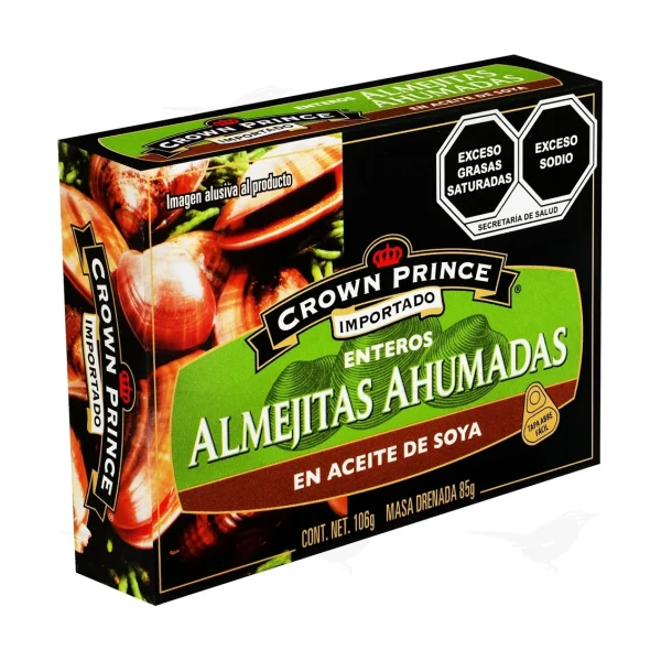 Crown Prince Almejitas Ahumadas en Aceite de Soya 106 g 1 Pieza
