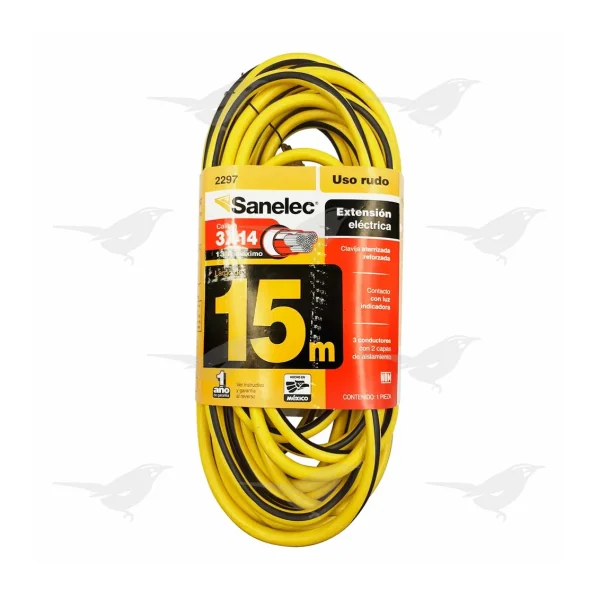 Extensión Eléctrica Sanelec Naranja 15 M