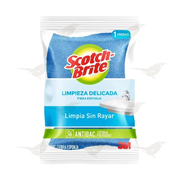 Fibra Esponja Scotch Brite 3M Limpieza Delicada Azul 1 Pieza