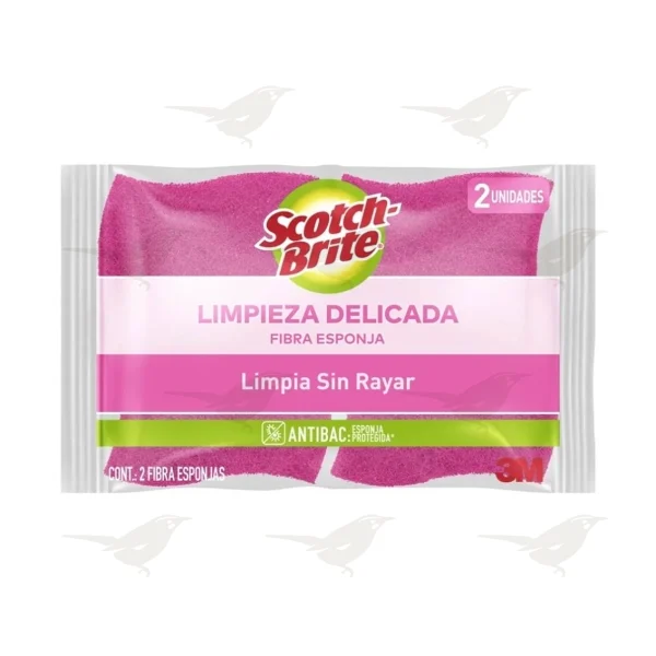 Fibra Esponja Scotch Brite 3M Limpieza Delicada Rosa 2 Piezas