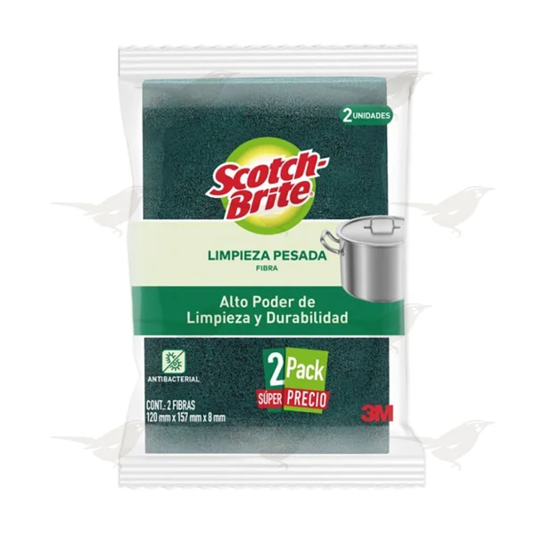 Fibra Scotch Brite 3M Limpieza Pesada Verde 2 Piezas