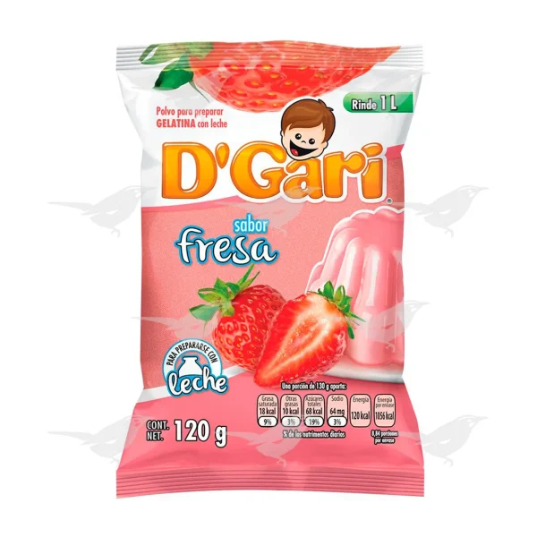 Gelatina D'Gari  Fresa Leche 120 g 1 Pieza