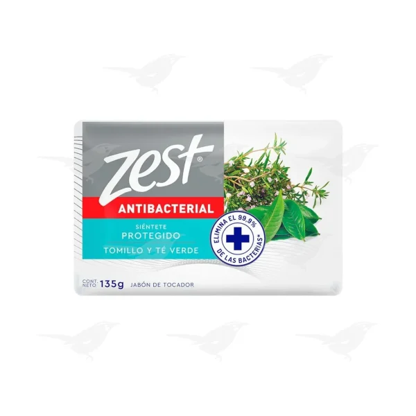 Jabon en Barra Zest Antibacterial Tomillo y Te Verde 135g