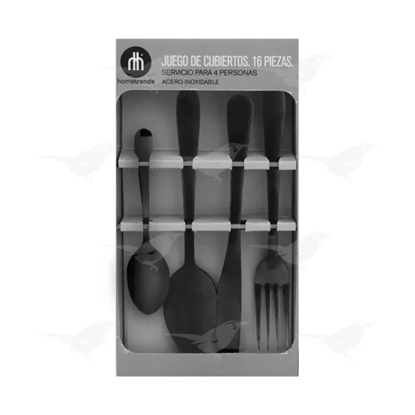 Juego de Cubiertos Hometrends Negro 16 Piezas