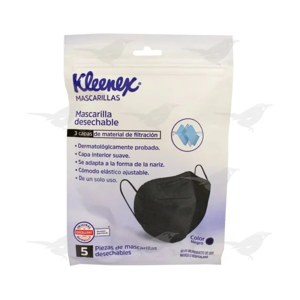 Mascarilla Kleenex Negro 5 piezas