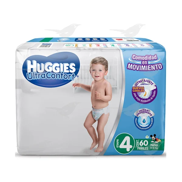 Pañales Huggies UltraConfort Etapa 4 Niño 60 Piezas