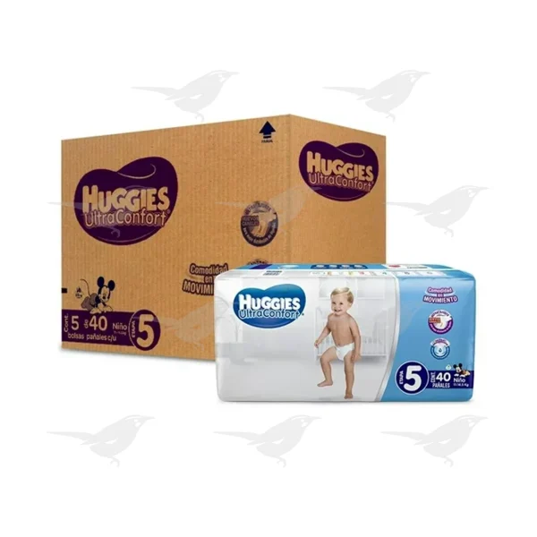 Pañales Huggies UltraConfort Etapa 5 Niño 5 Pack 40 Piezas c/u