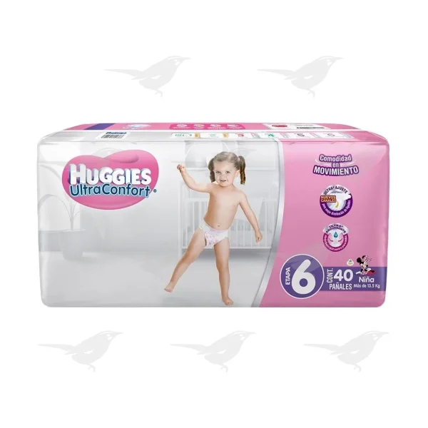 Pañales Huggies UltraConfort Etapa 6 Niña 40 Piezas