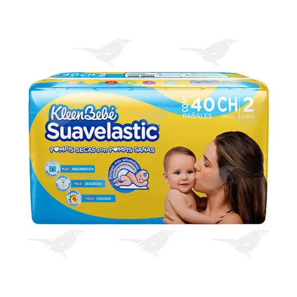 Pañales KleenBebé Suavelastic Etapa 2 40 Piezas