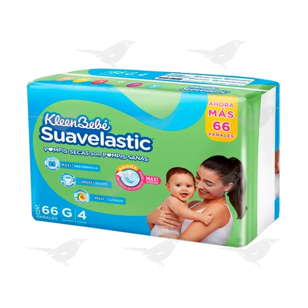Pañales KleenBebé Suavelastic Etapa 4 66 Piezas