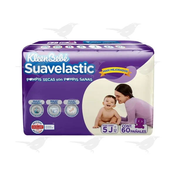 Pañales KleenBebé Suavelastic Etapa 5 60 Piezas