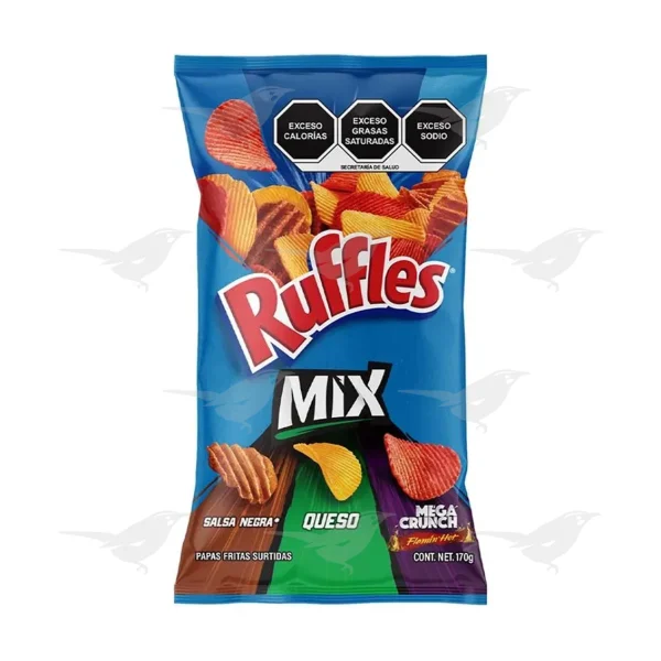 Papas Sabritas Ruffles Mix Salsa Negra, Queso y Flamin Hot 170 g
