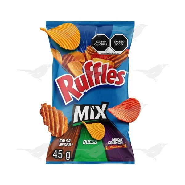 Papas Sabritas Ruffles Mix Salsa Negra, Queso y Flamin Hot 45 g