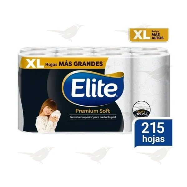 Papel Higiénico Elite Premium Soft 16 rollo XL con 215 hojas dobles c/u