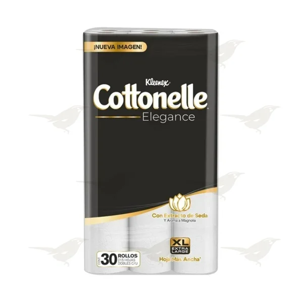Papel Higiénico Kleenex Cottonelle Elegance 30 rollos con 215 hojas dobles c/u