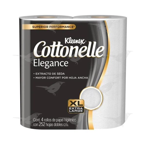 Papel Higiénico Kleenex Cottonelle Elegance 4 Rollos de 252 hojas
