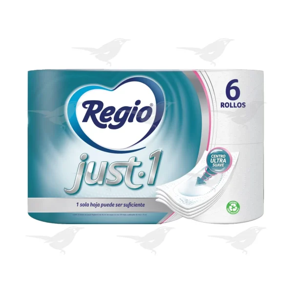 Papel Higiénico Regio Just-1 con 6 Rollos