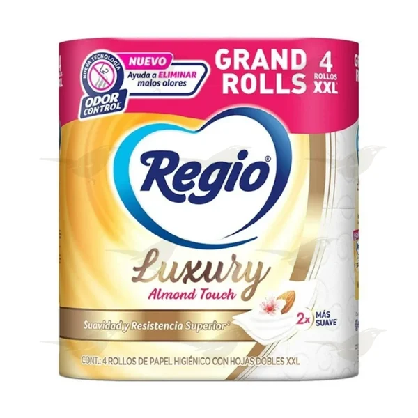 Papel Higiénico Regio Luxury Almond Touch 4 rollos XXL