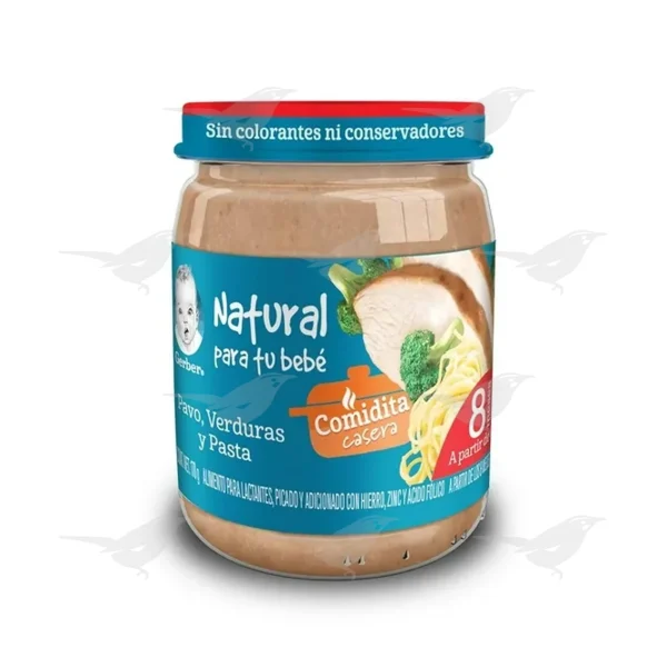 Papilla Gerber Comidita Casera Etapa 3 Pavo, Verduras y Pasta 170g