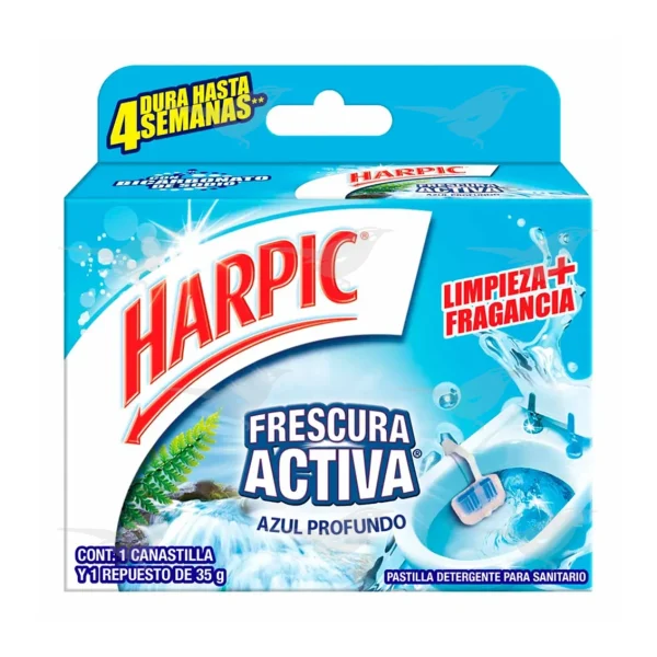 Pastilla Sanitaria Harpic Frescura Activa Azul Profundo 35g