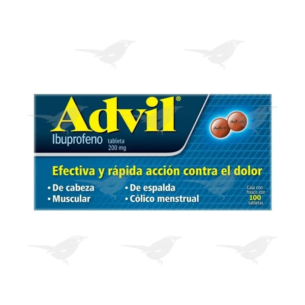 Tabletas Advil 200mg 100 capsulas