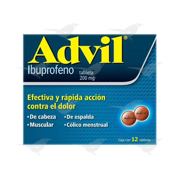 Tabletas Advil 200mg 12 capsulas