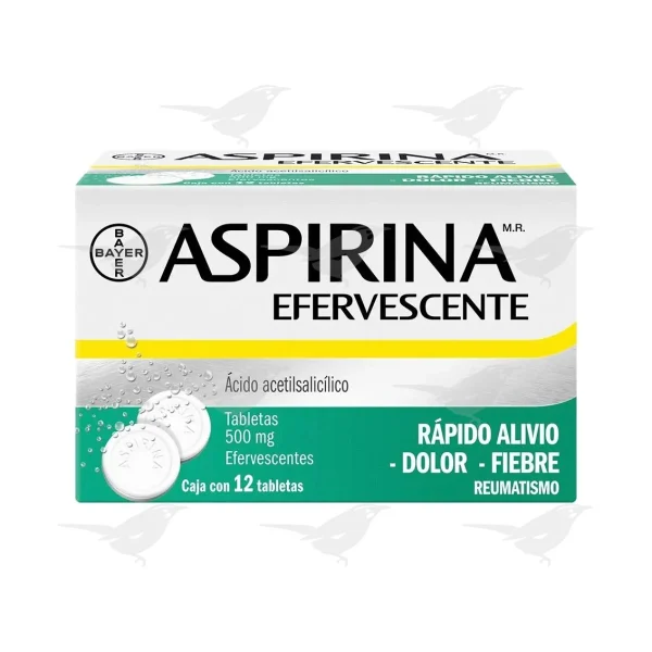 Tabletas Aspirina Efervecente 500mg 12 Tabletas