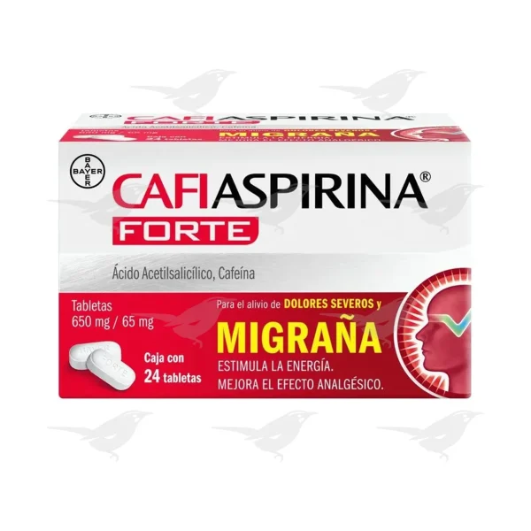 Tabletas Cafiaspirina Forte Migraña 650mg/65mg 24 Tabletas