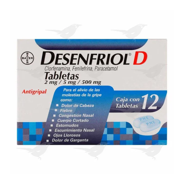 Tabletas Desenfriol-D Antigripal 12 Tabletas