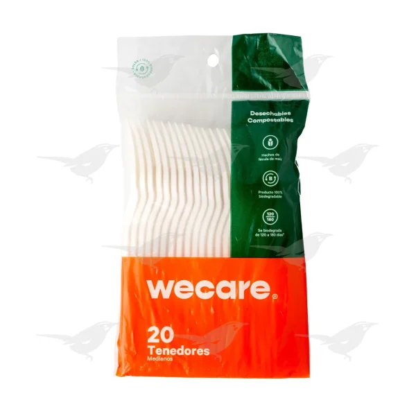 Tenedor Mediano Biodegradable We Care 20 piezas