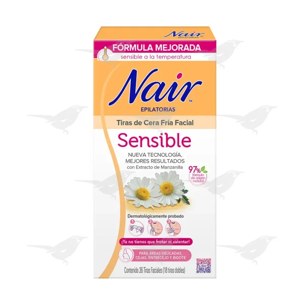 Tiras Depilatorias Nair Sensible Cera Faciales 36 piezas