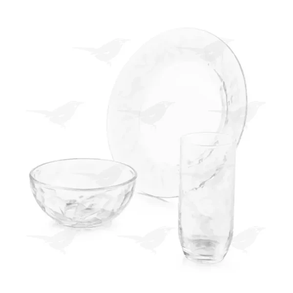 Vajilla Crisa Vidrio Alaska Transparente 12 Piezas