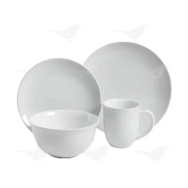 Vajilla Mainstays Colorine de Cerámica Blanco 16 Piezas