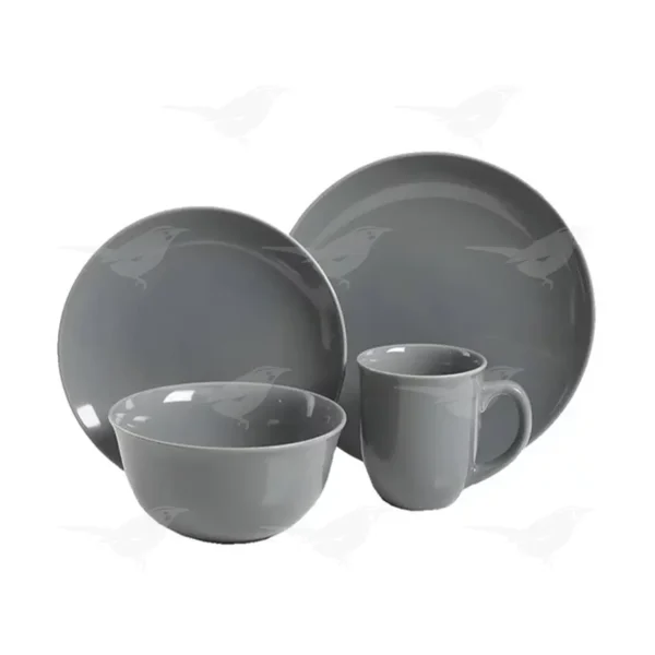 Vajilla Mainstays Colorine de Cerámica Gris 16 Piezas