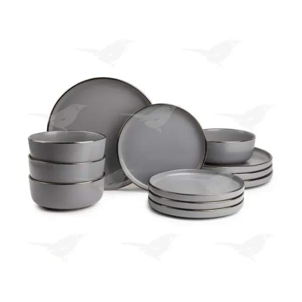 Vajilla Thyme & Table Ava de Cerámica Gris 12 pzas